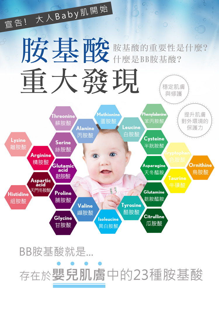 存在于婴儿肌肤中的23种胺基酸